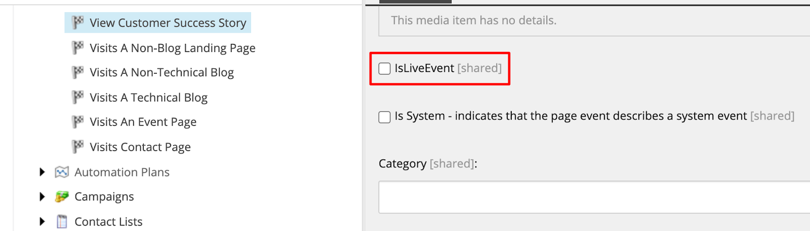 isliveevent checkbox