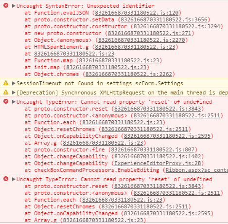 Uncaught SyntaxError Unexpected Identifier Cannot Read Property Reset of Undefined
