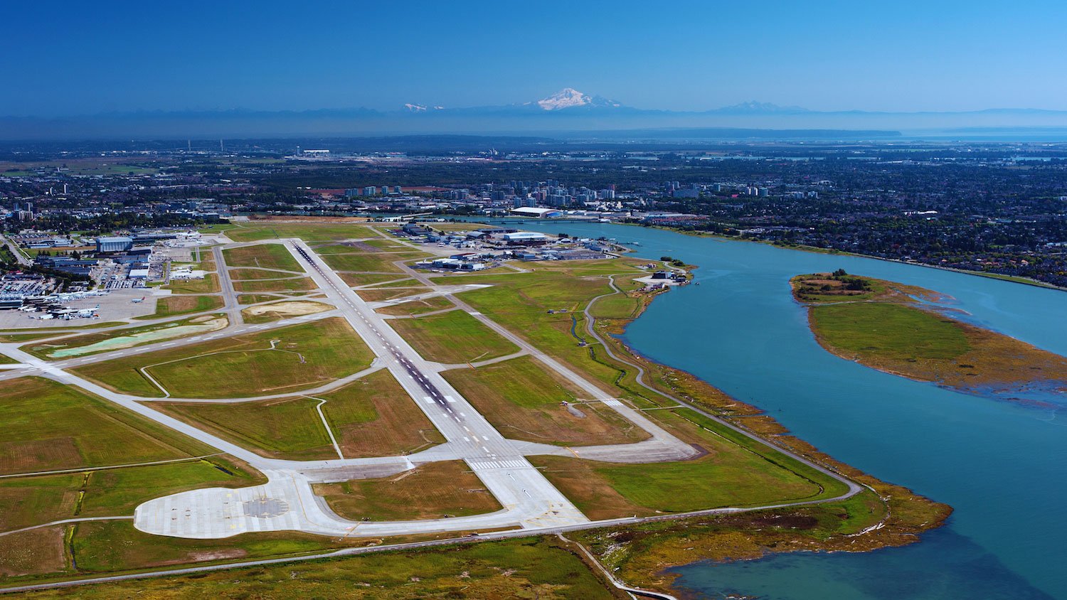Aerial view of the YVR Vancouver International Airport