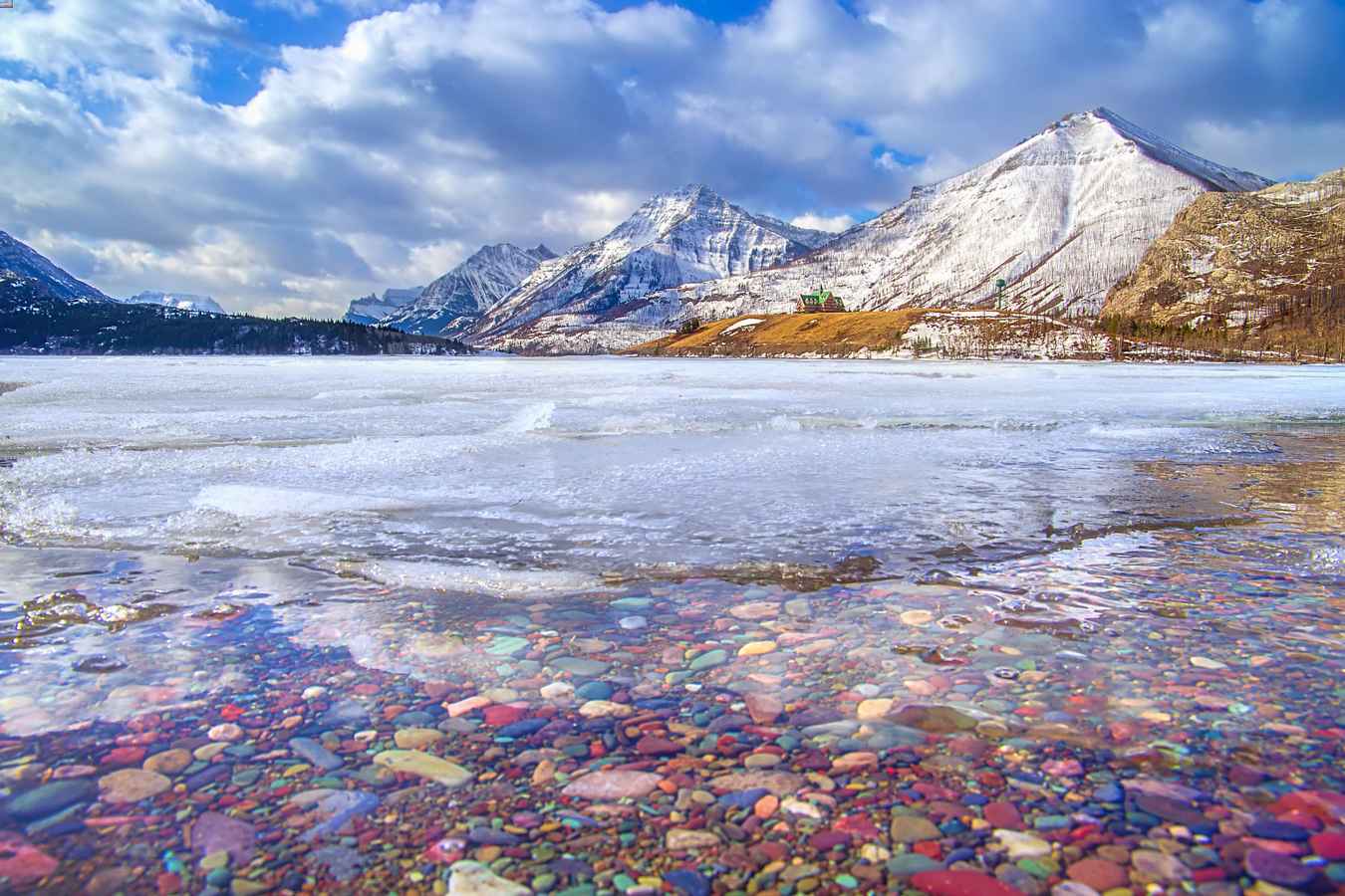 Colourful rocks in a lake