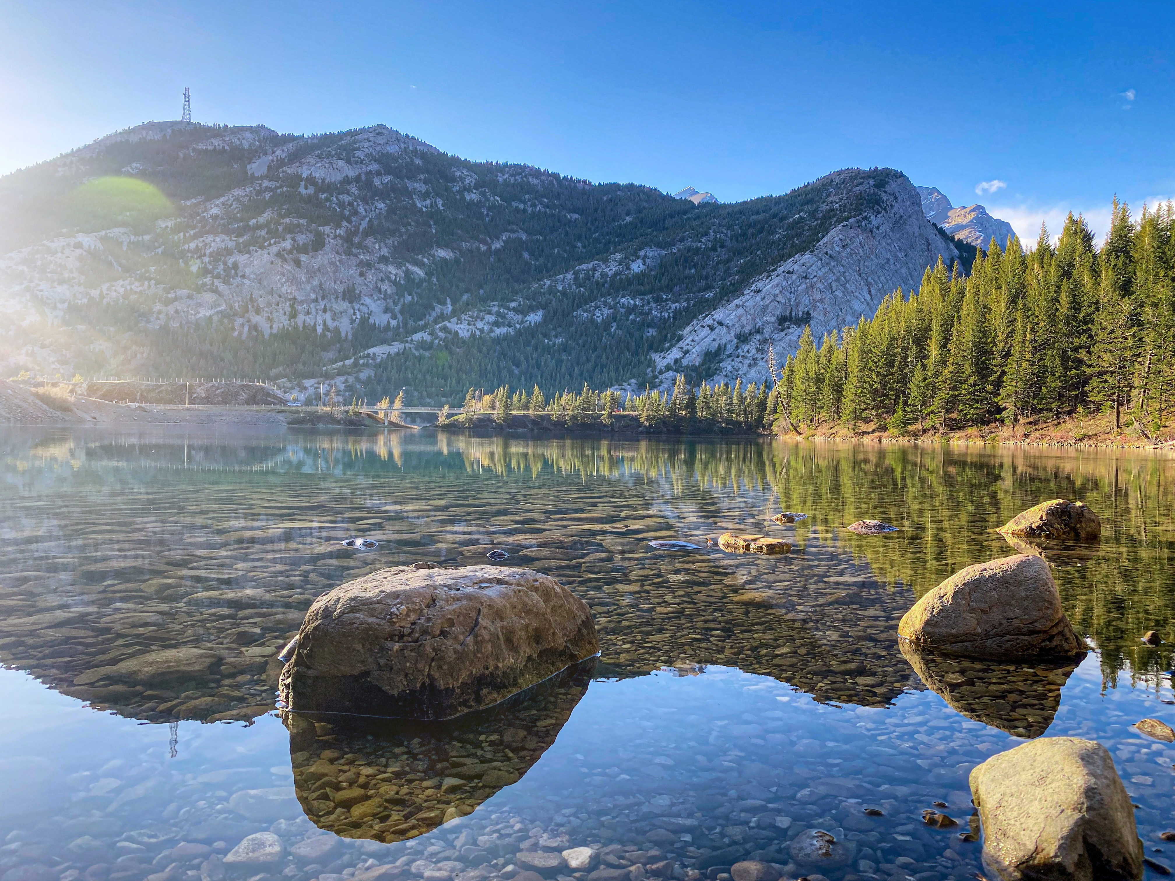 Mountain with lake and forest