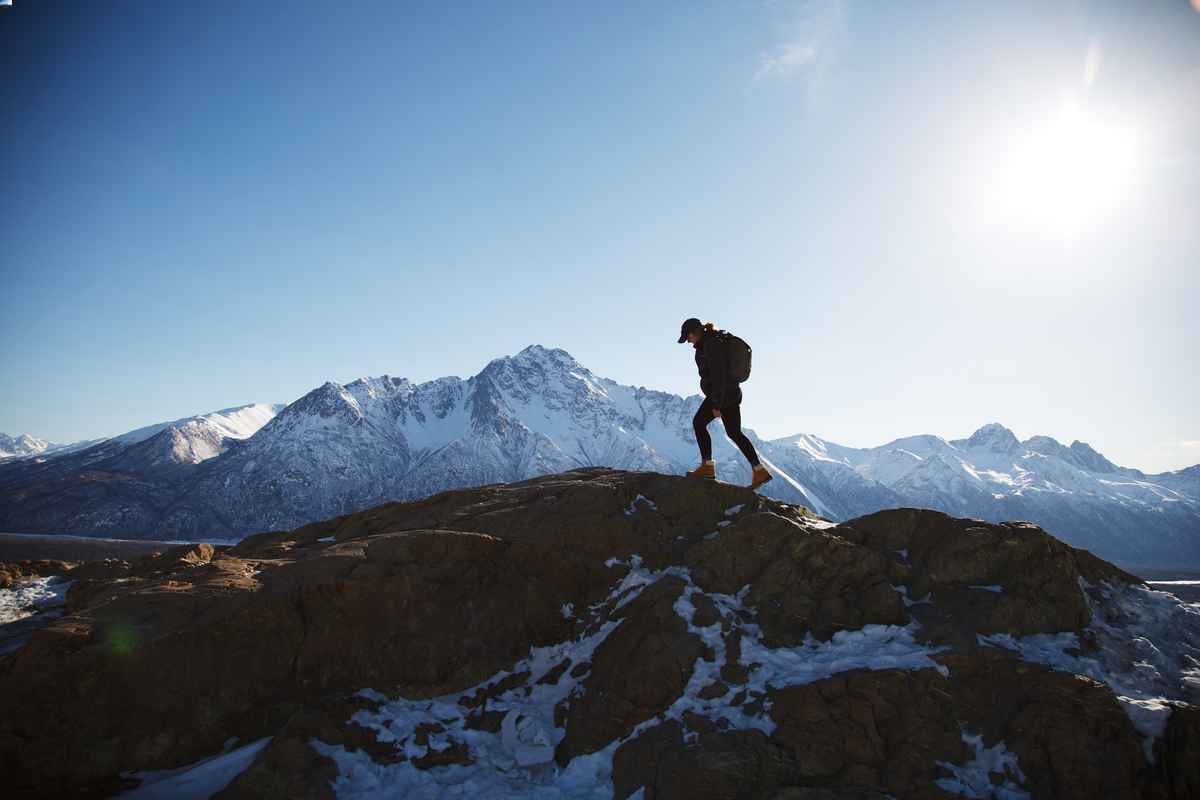 Female hiking a mountain