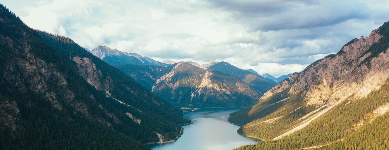 Hidden lake in mountain valley