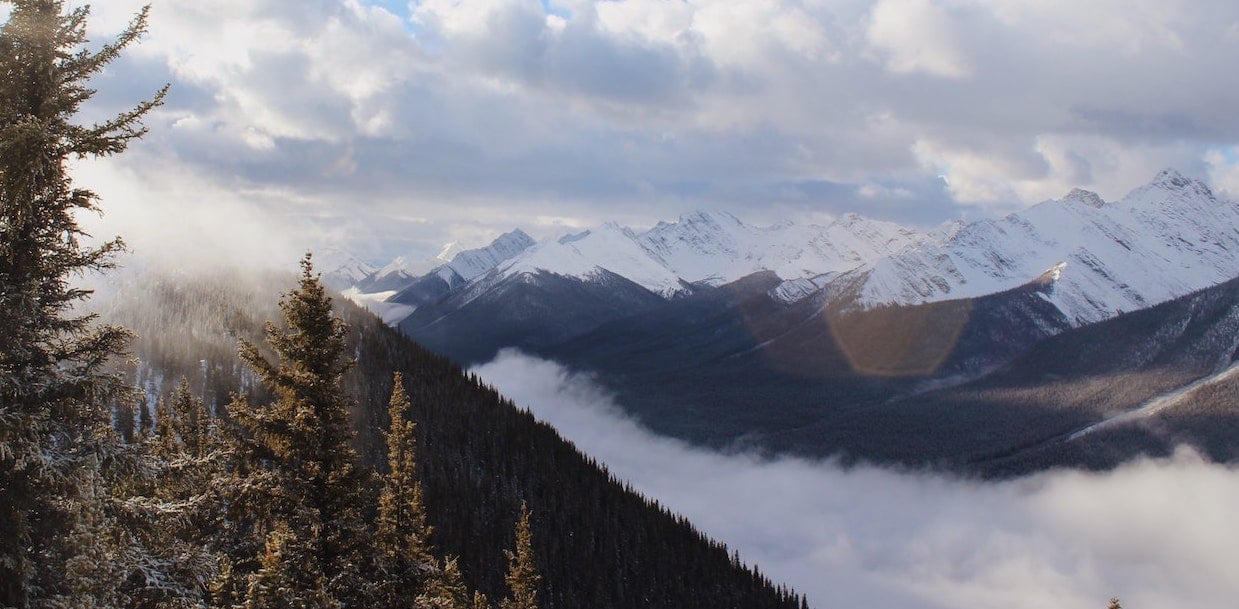 Misty mountain range above the clouds
