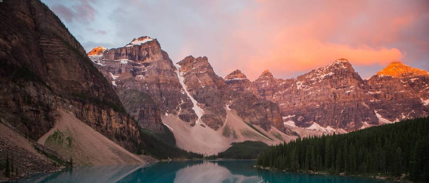 Orange sunset on mountain landscape