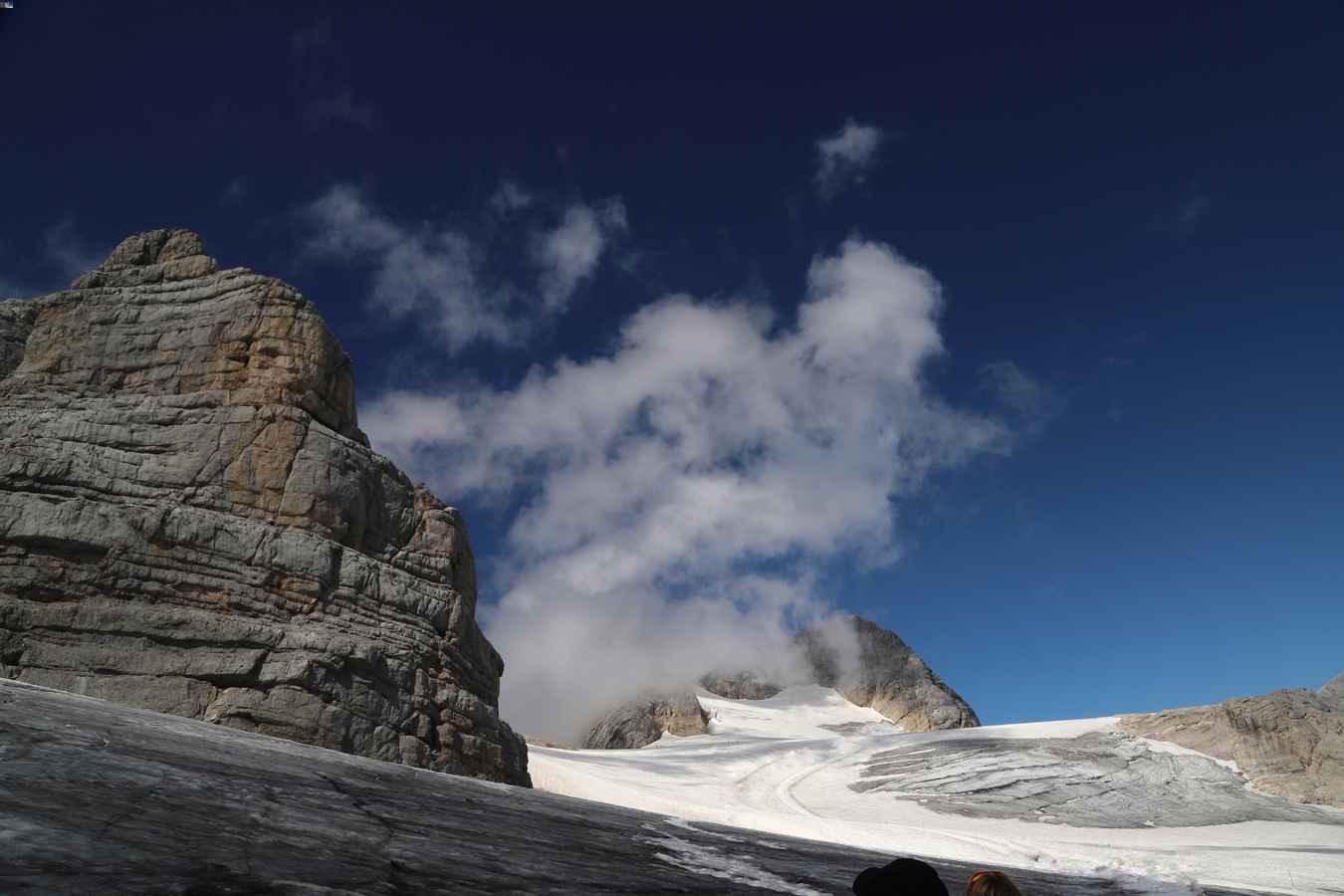 Large rock face at top of a mountain