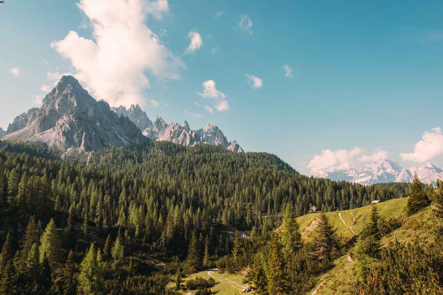 Green mountains blue sky