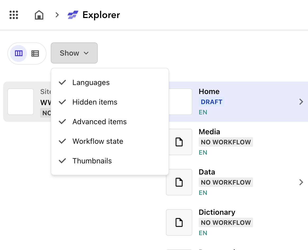 Toggle for shared layout settings in a content management system interface.