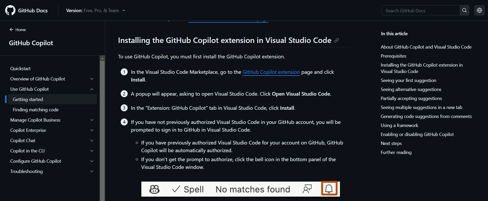 Screenshot of GitHub Copilot