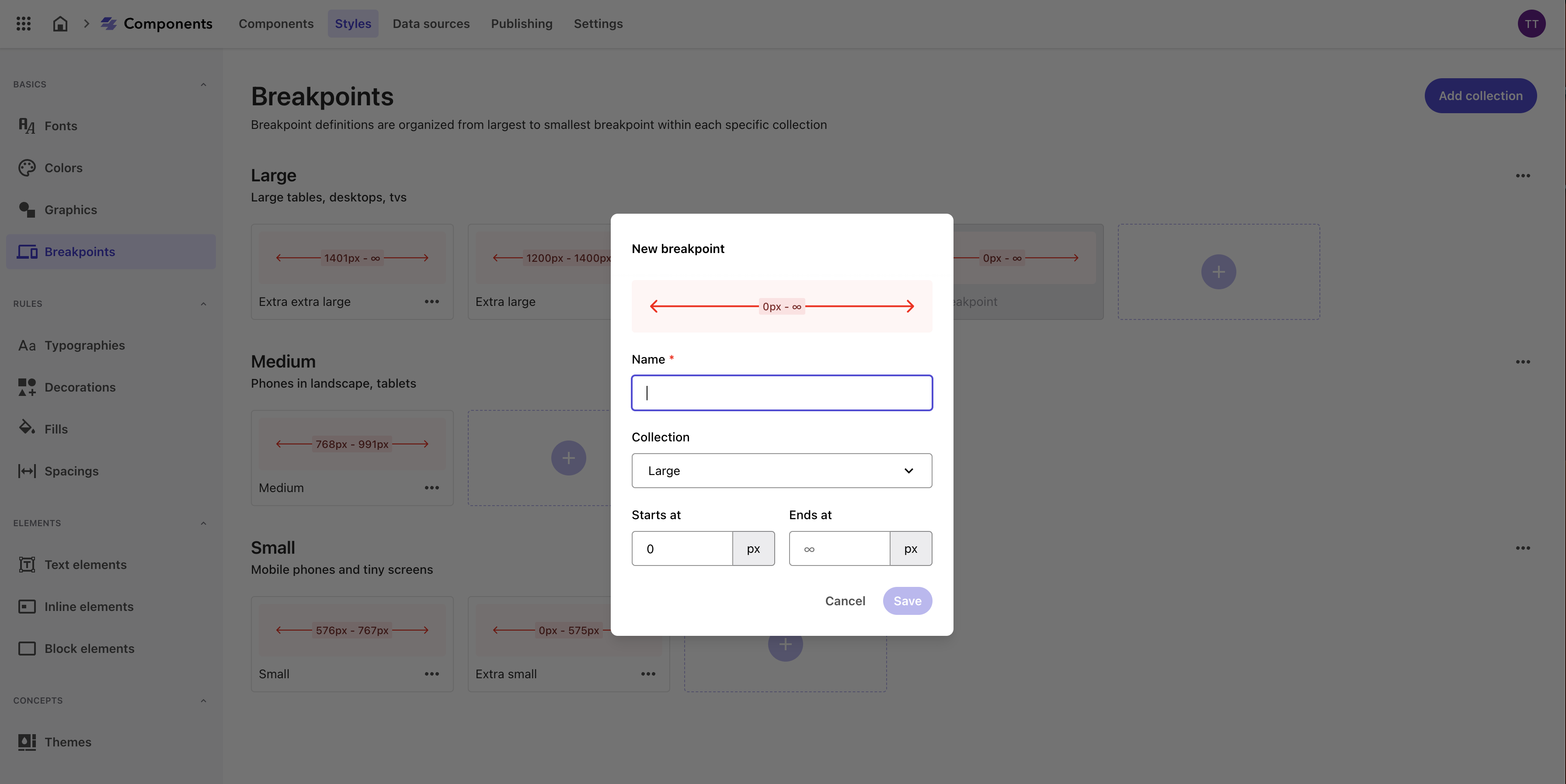 Adding a breakpoint in the Sitecore XM Cloud Components Style Library