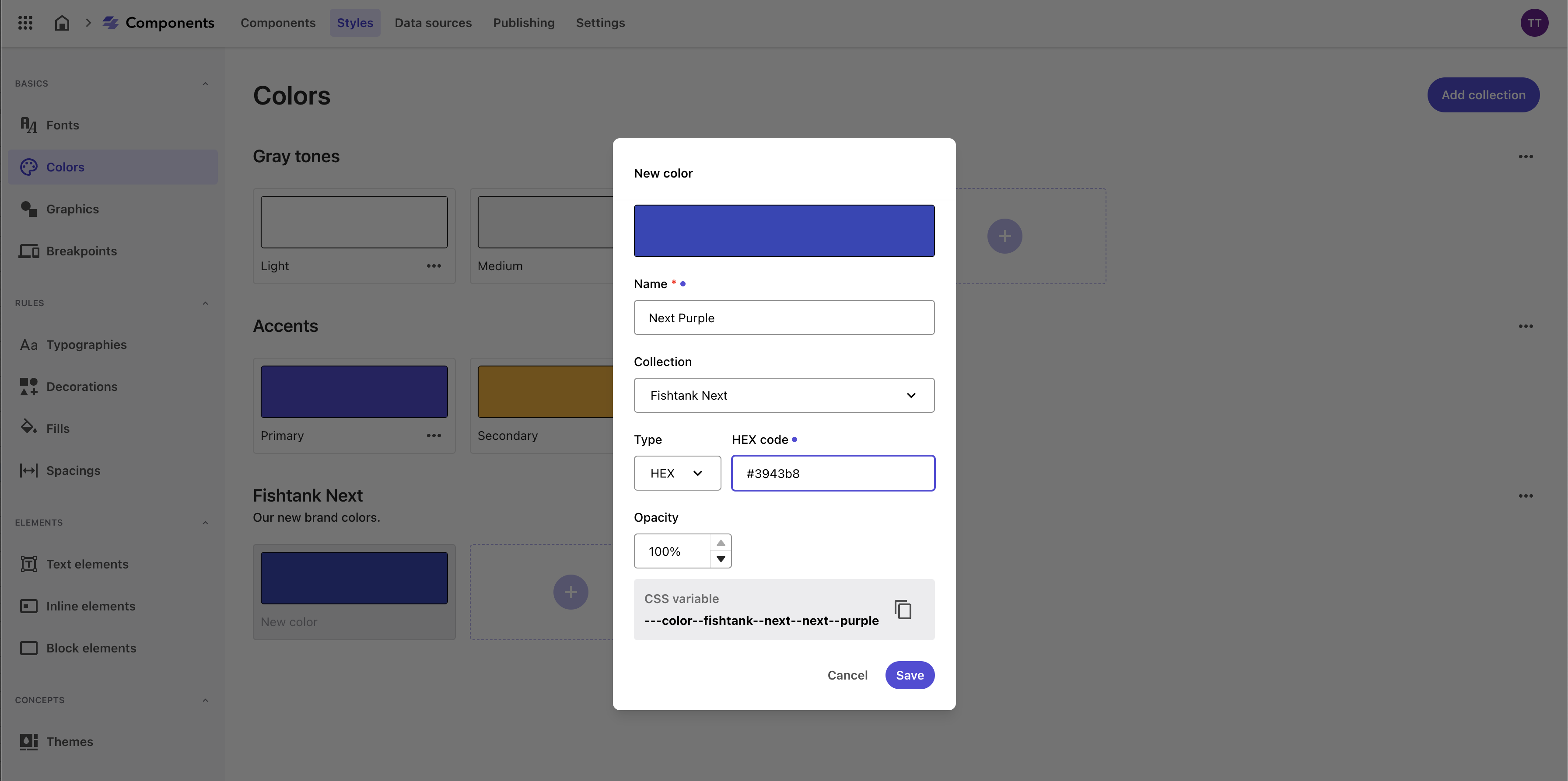 Adding a new color in the Sitecore XM Cloud Components Style Library