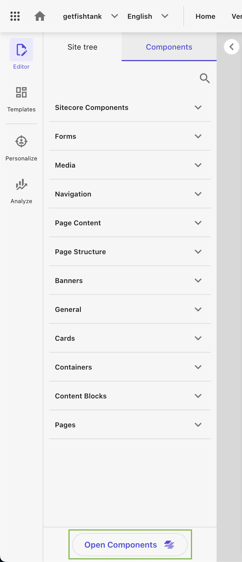 Opening Sitecore XM Cloud Components