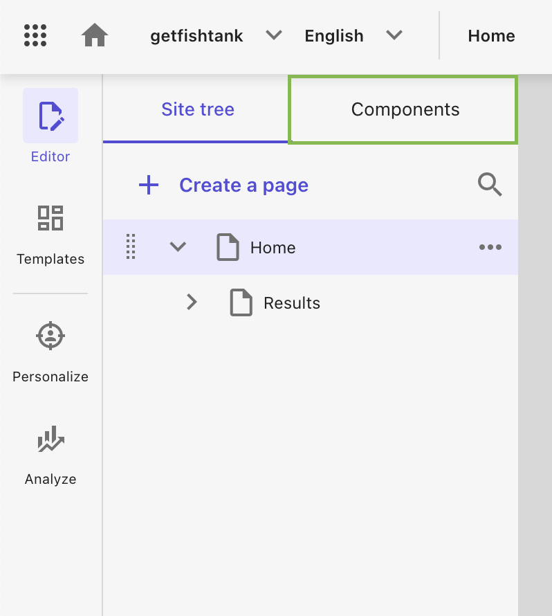 Sitecore XM Cloud Pages Components tab