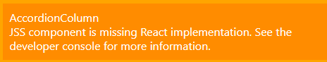 Error message indicating a missing React implementation in a JSS component on an orange background.