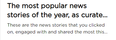 Headline about the most popular news stories curated by readers.