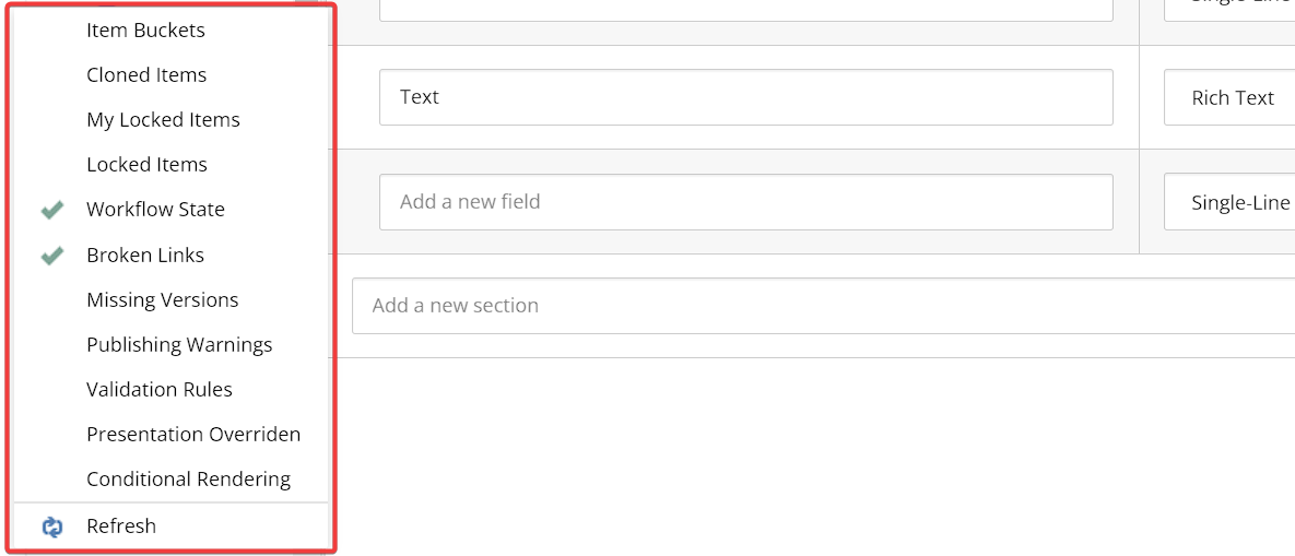 Sitecore content editor showing workflow state, locked items, and publishing warnings.
