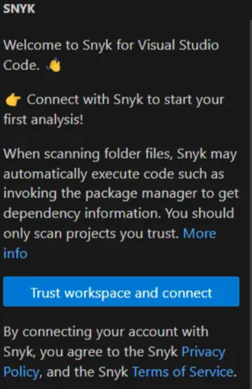 Snyk Code settings page with code analysis toggle enabled.