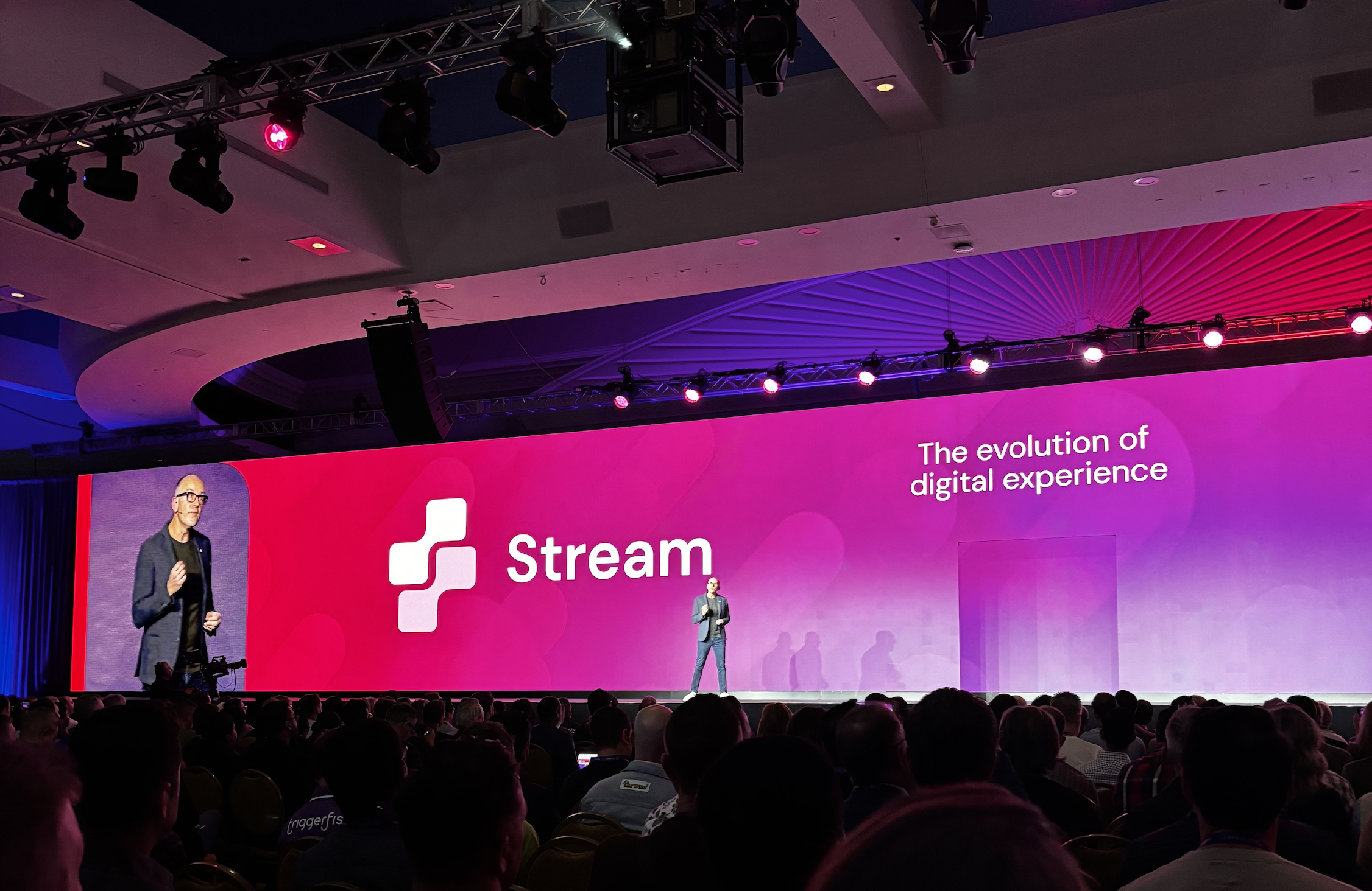 Sitecore keynote presentation on the evolution of digital experience with Stream branding.