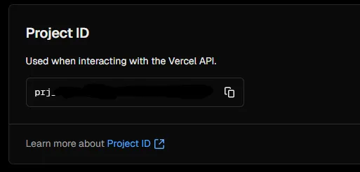 Project ID prompt within Vercel 