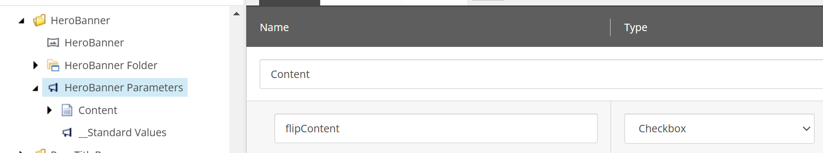 Image of HeroBanner parameters selected