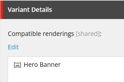 Image of Variant Details option for a Hero Banner on the Page Builder