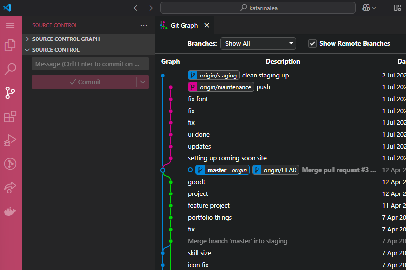 Screenshot of VSCode Showing Git Graph in Git Log Mode