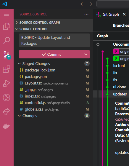 Screenshot of VSCode Showing Staged Changes After Cherry-Pick