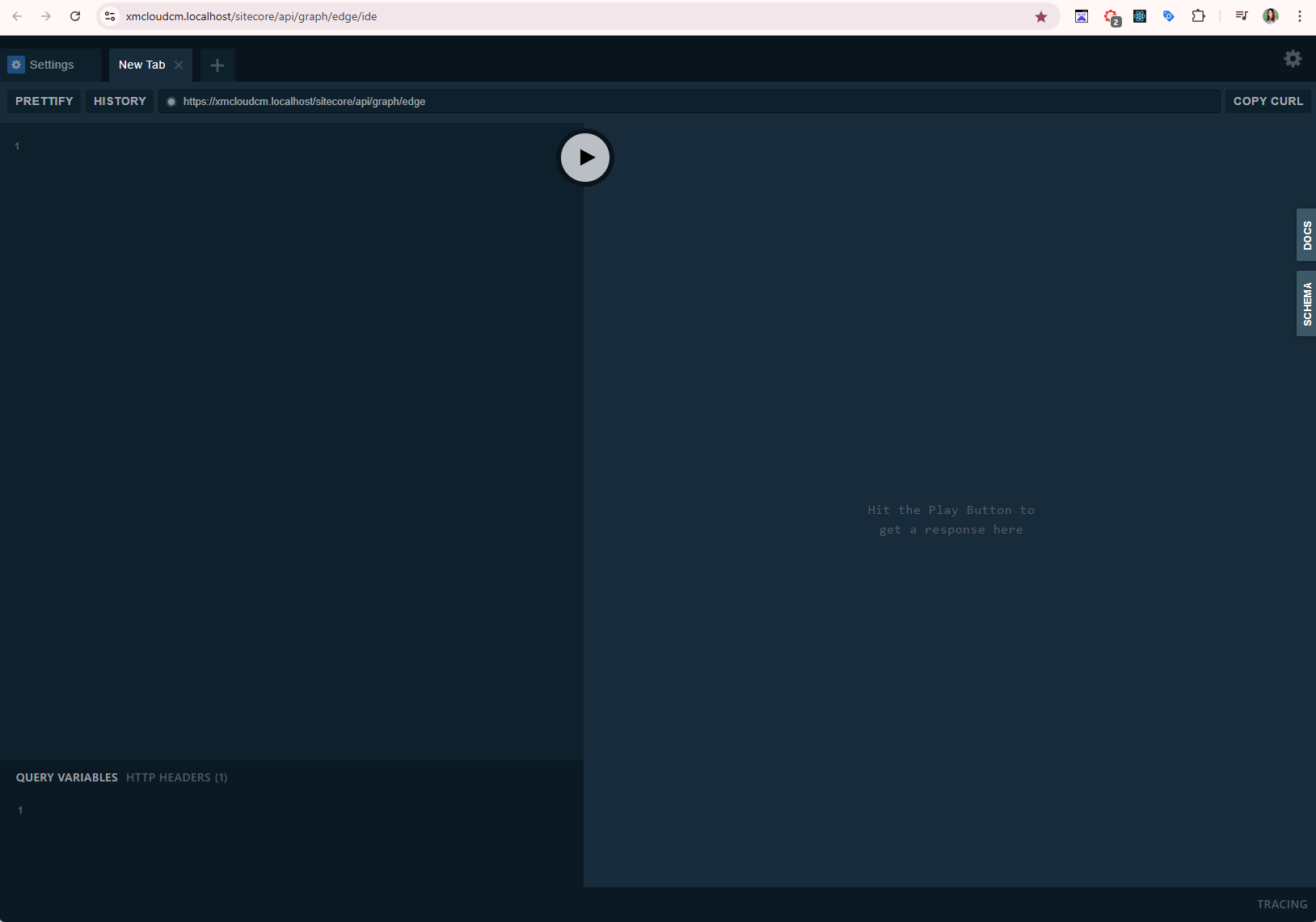 Screenshot of the Sitecore XM Cloud GraphQL IDE interface