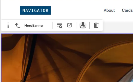 Screenshot of Hero Banner component selected in Sitecore Xm Cloud