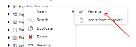 Screenshot of Sitecore Variants