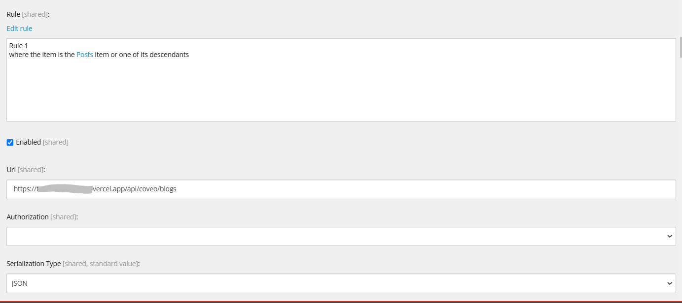 Screenshot of Serialization Type set to JSON