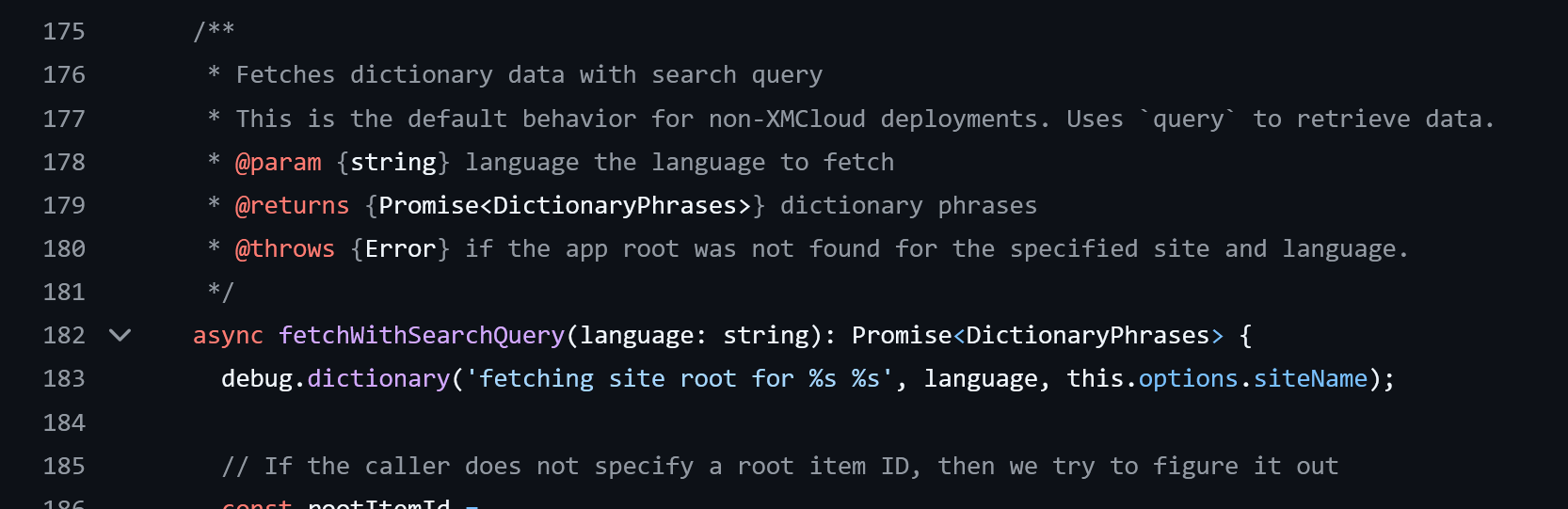 fetchWithSearchQuery using siteName to resolve root