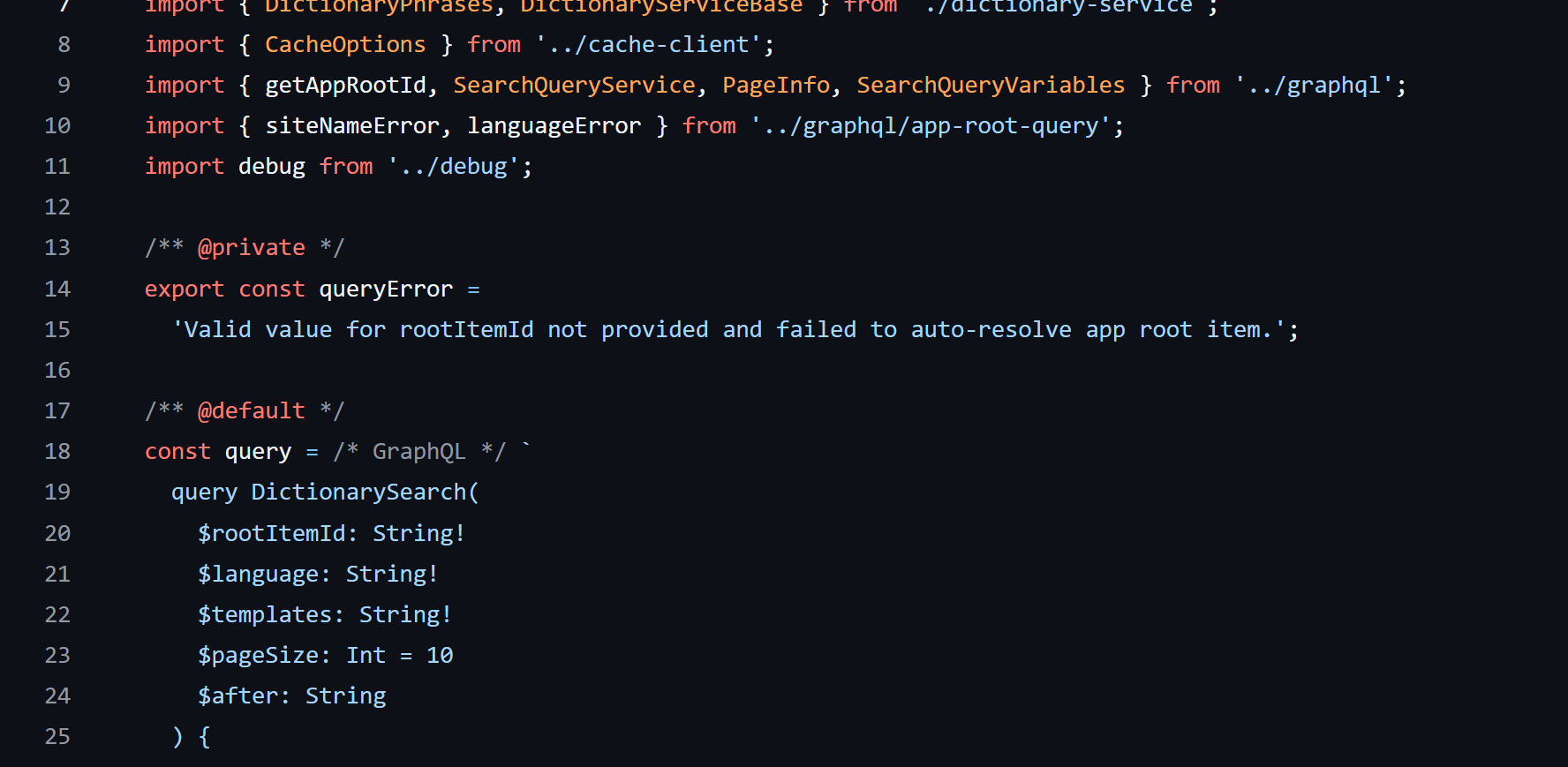 GraphQL query with rootItemId and queryError fallback