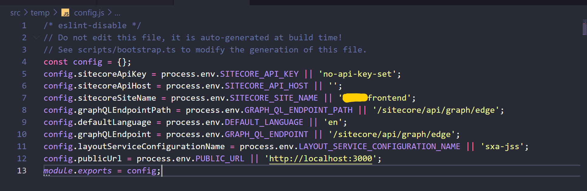 Environment config with SITECORE_SITE_NAME fallback