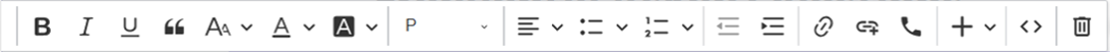 Toolbar from the rich text editor displaying various formatting and media insertion icons.