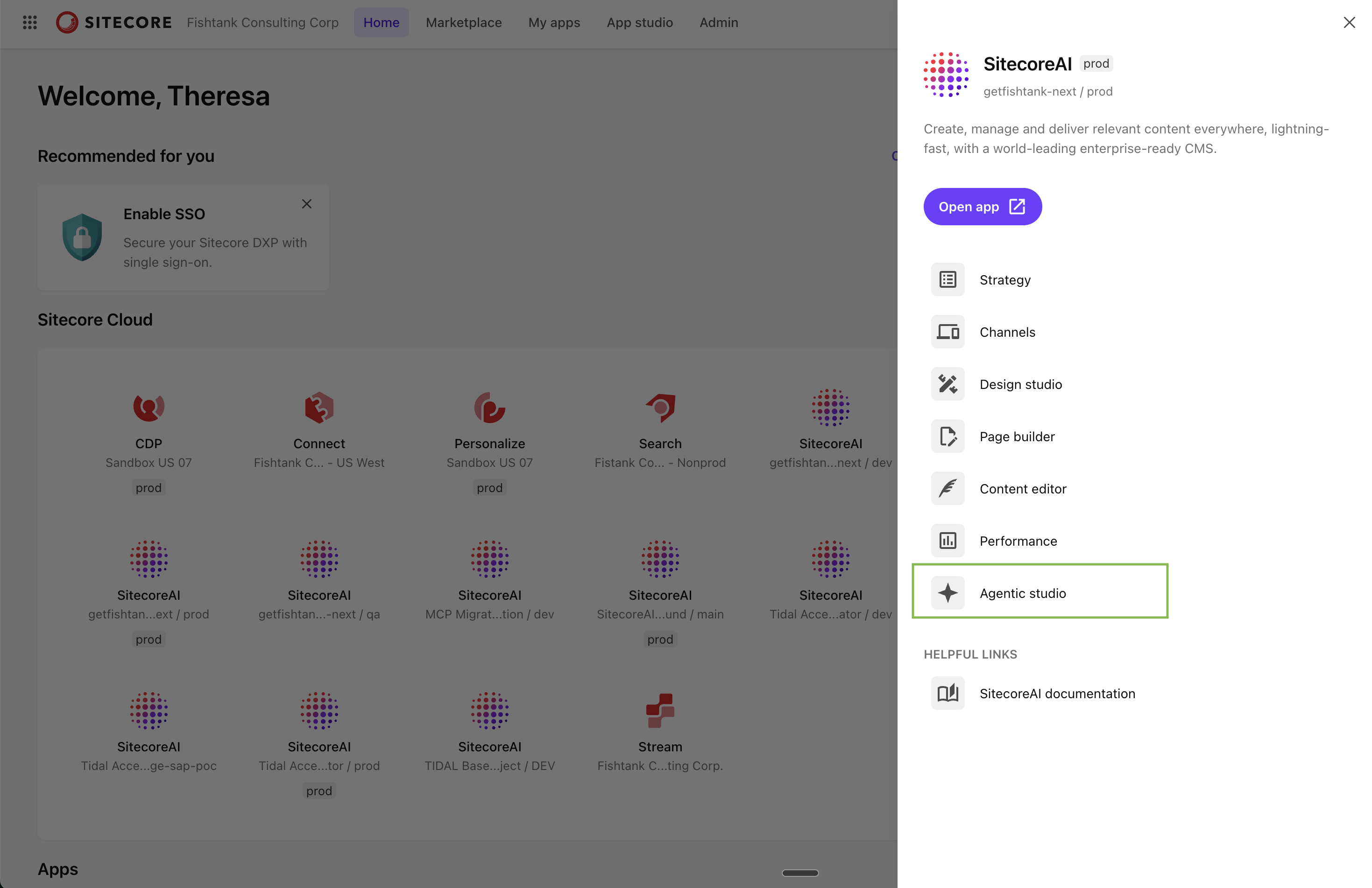 Accessing the SitecoreAI Agentic Studio