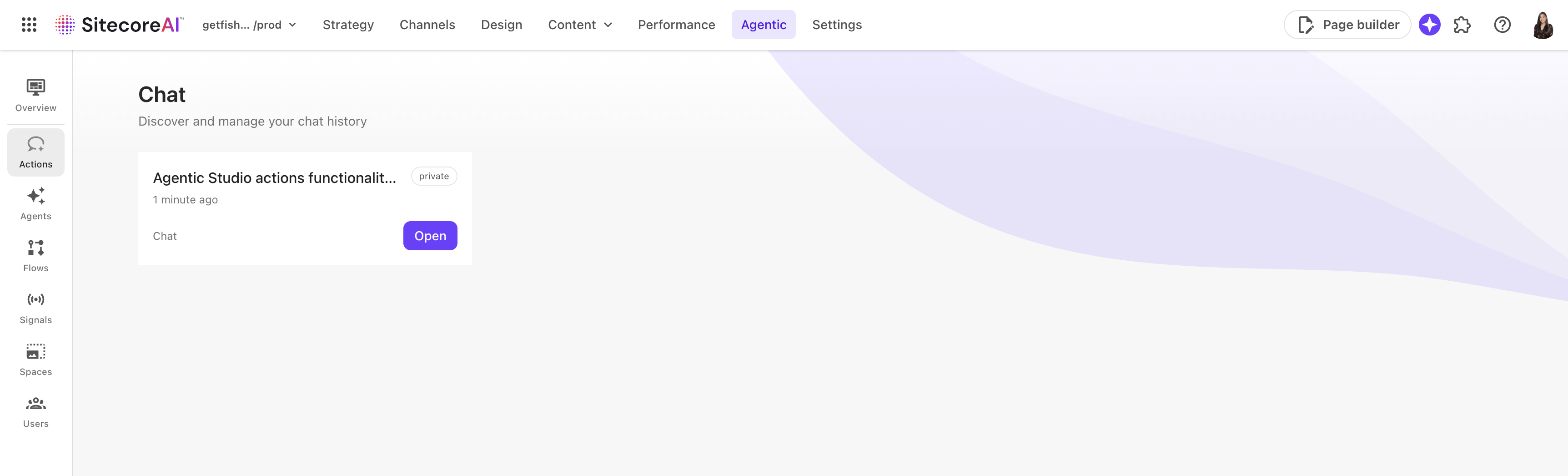 Screenshot of SitecoreAI Agentic Studio Actions