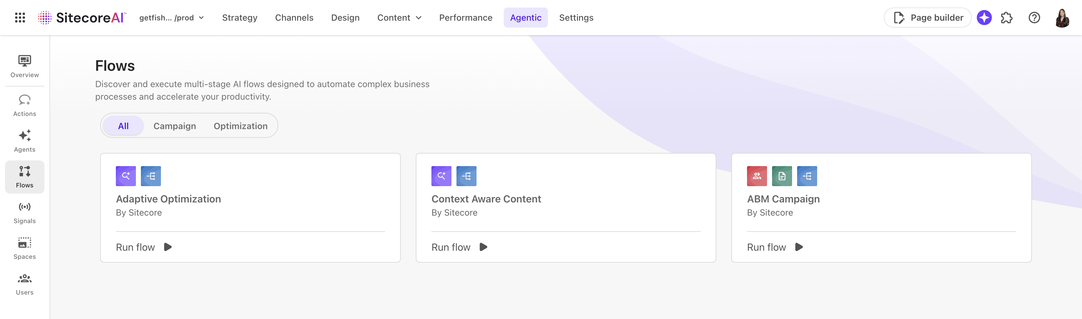 Screenshot of SitecoreAI Agentic Studio Flows
