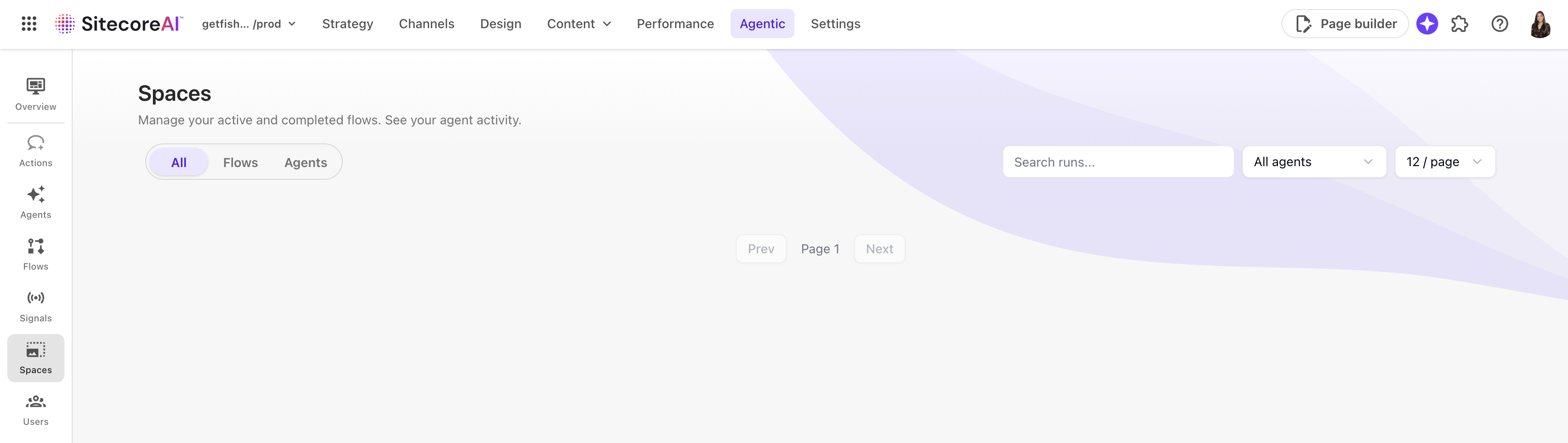 Screenshot of SitecoreAI Agentic Studio Spaces