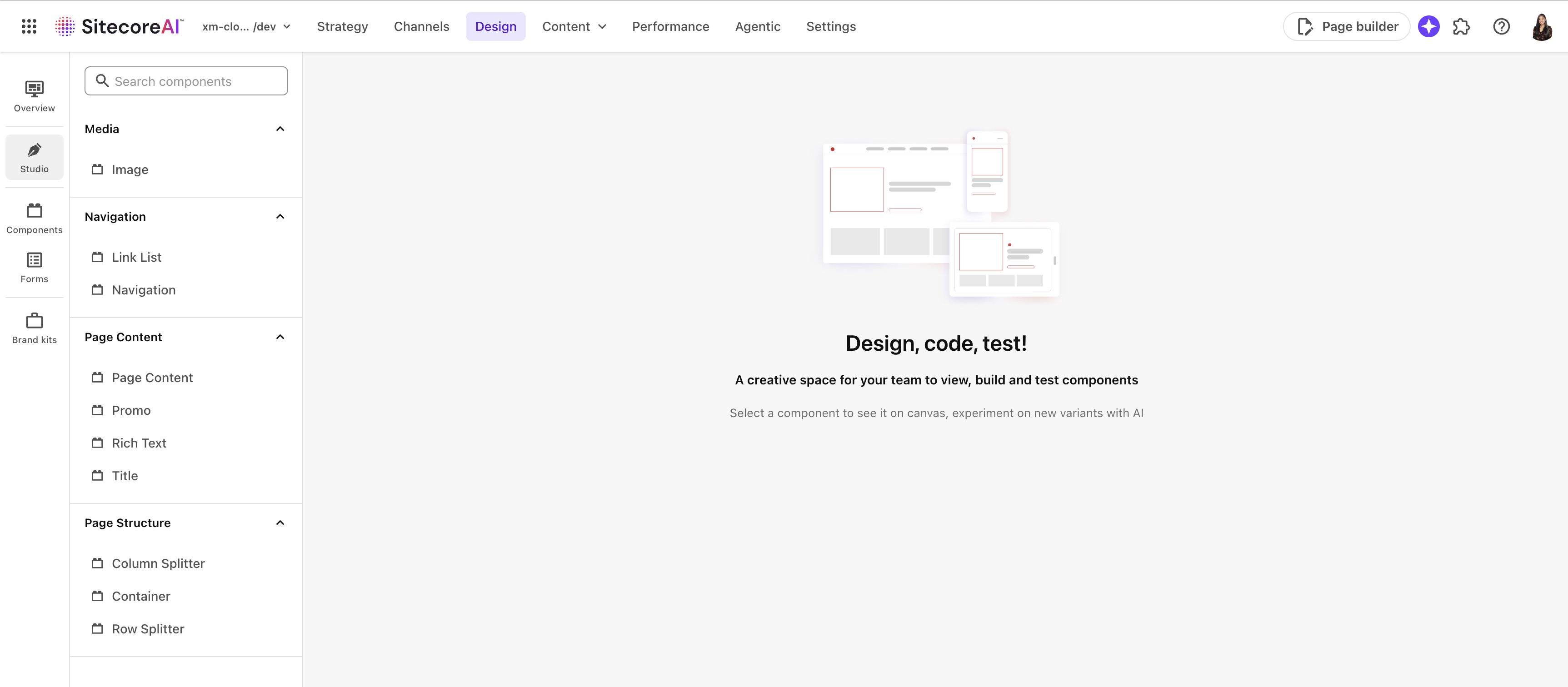 Screenshot of SitecoreAI Design Studio