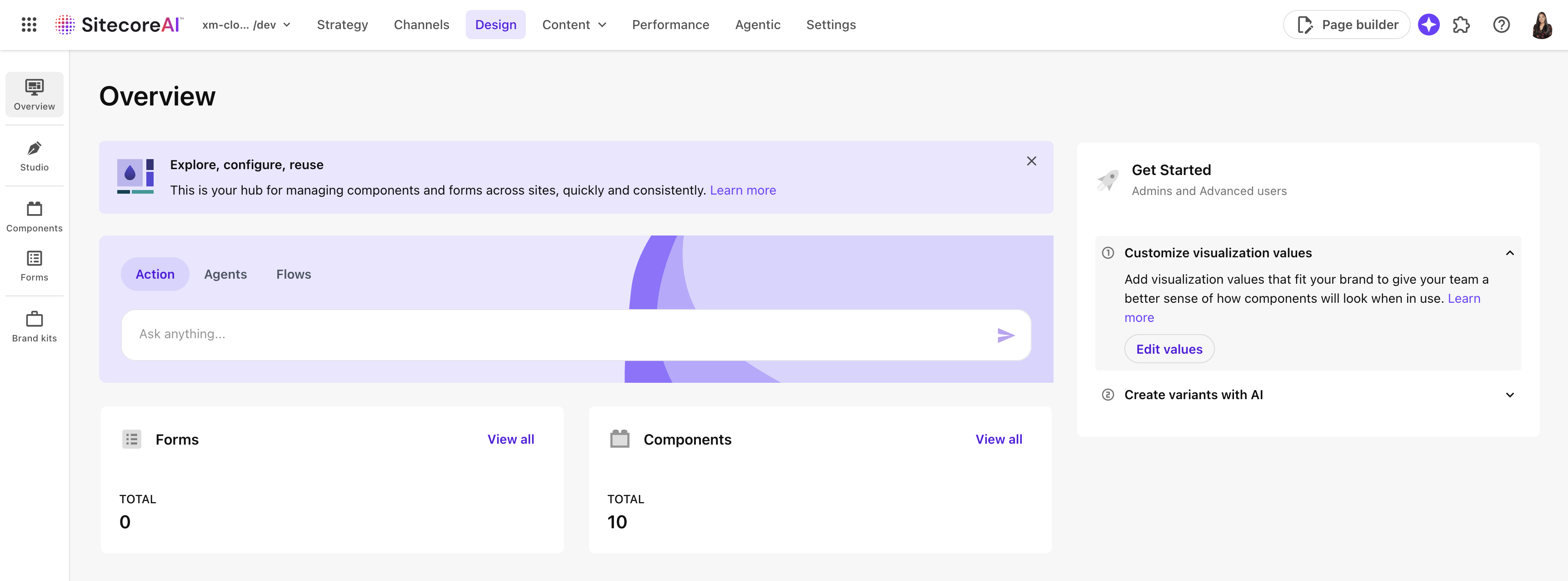 Screenshot of SitecoreAI Design Studio overview