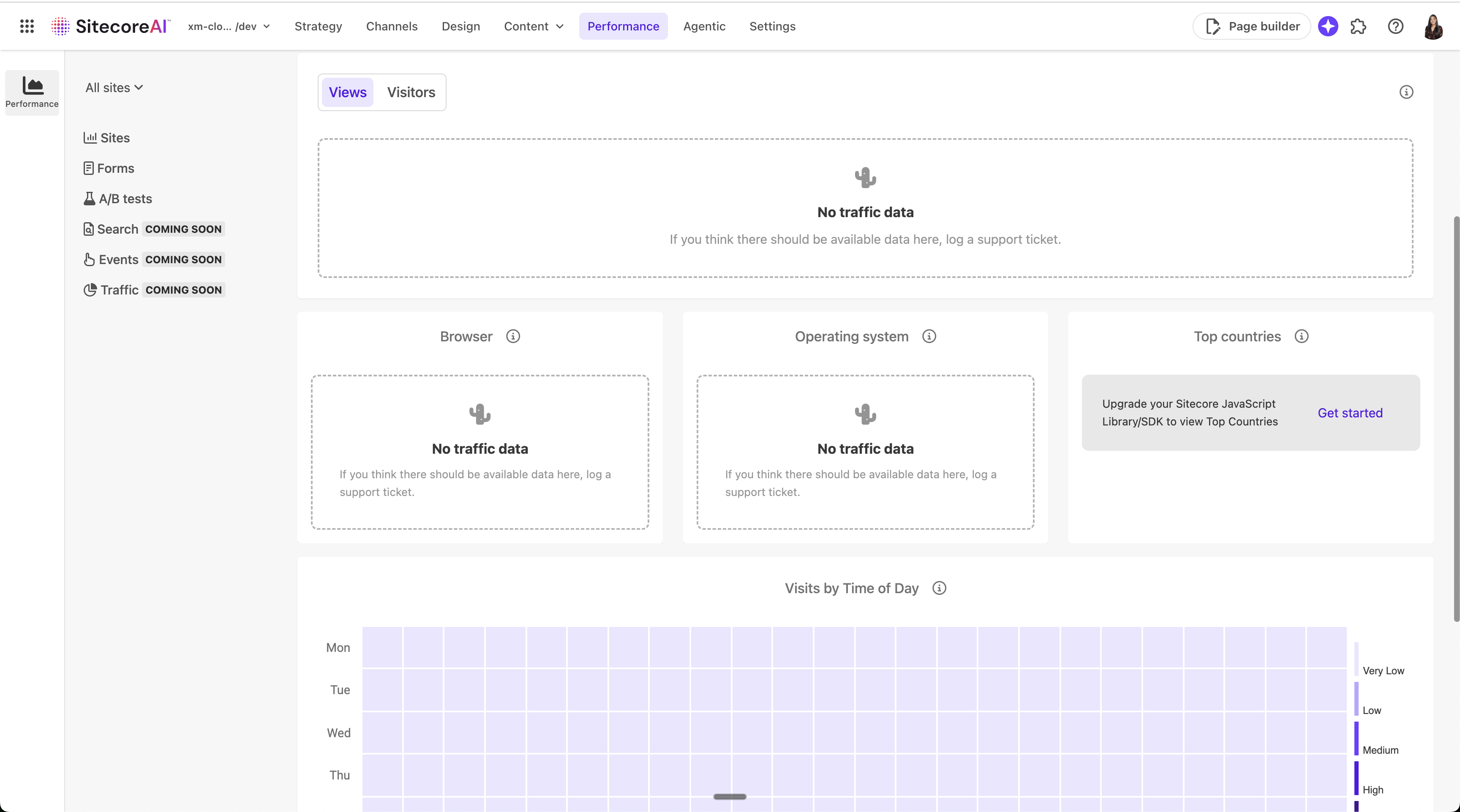 Screenshot of SitecoreAI Performance tab