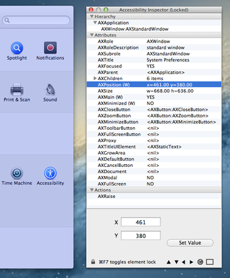Mac Accessibility Inspector locked.
