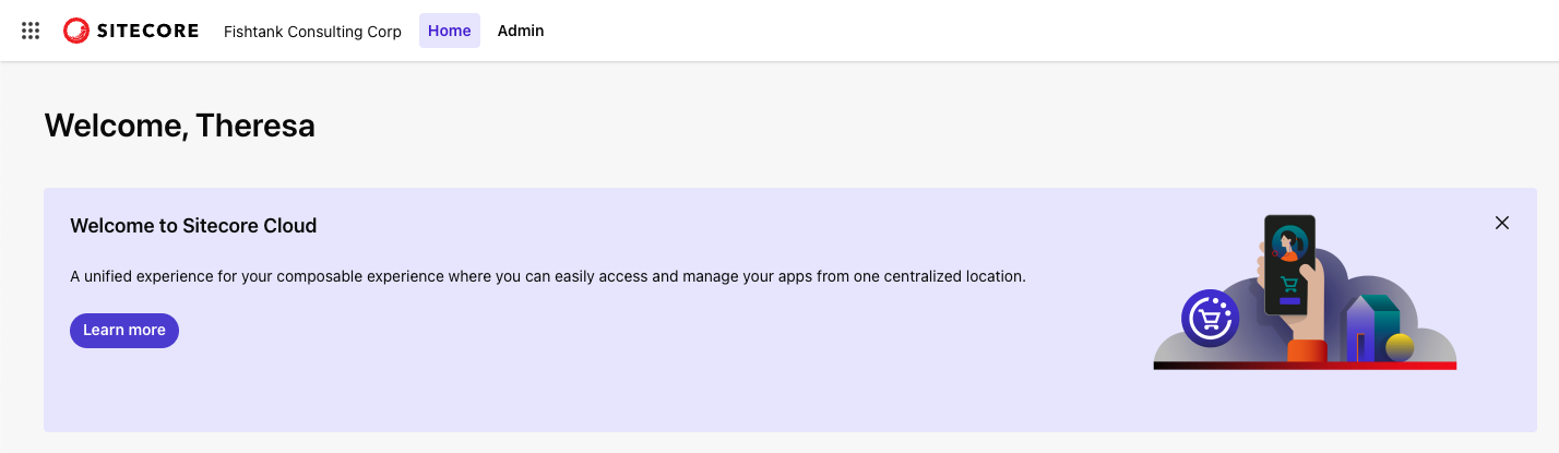 Screenshot of welcome screen the Sitecore Cloud Portal 