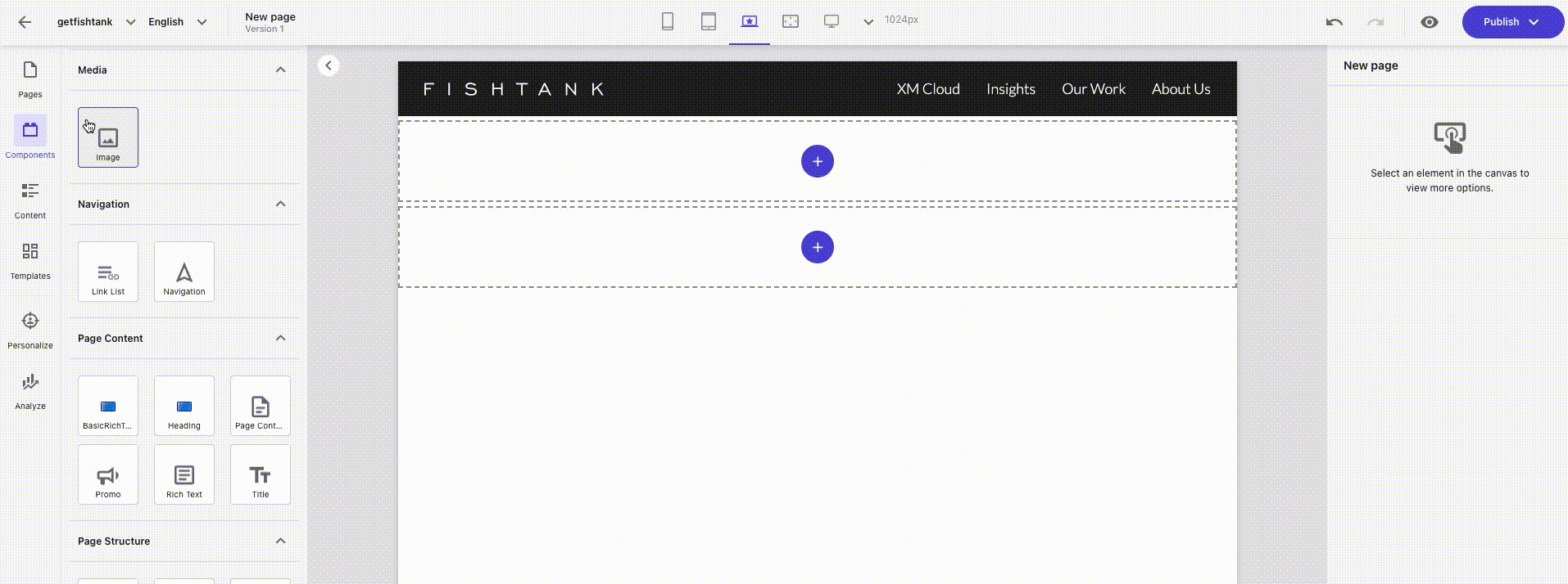 Drag and drop components in Sitecore XM Cloud Pages