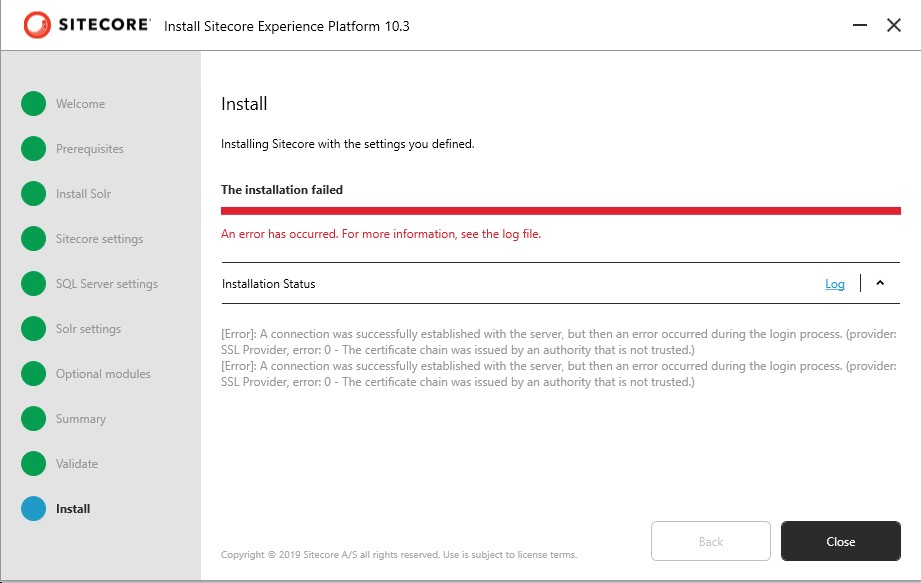 Certificate Chain Was Issued by an Authority That is Not Trusted error