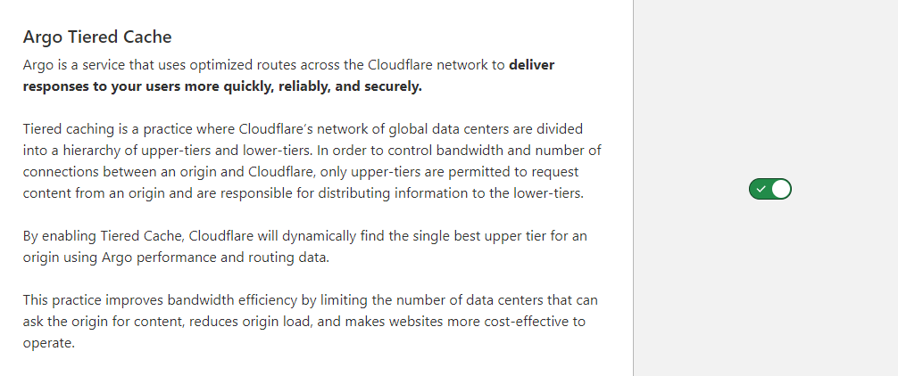 Cloudflare Argo Tiered Cache