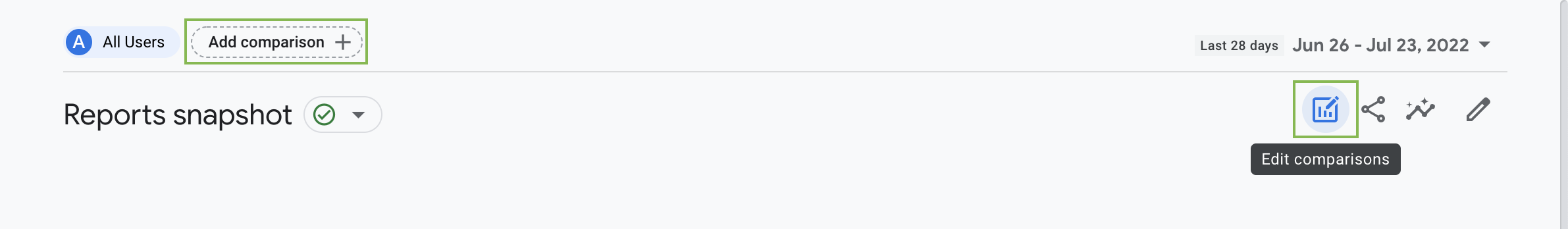 Add/edit comparisons in Google Analytics 4