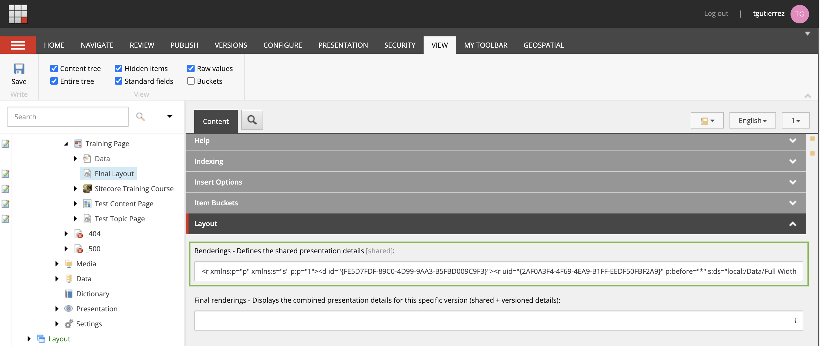 Sitecore Content Editor Shared Layout Field