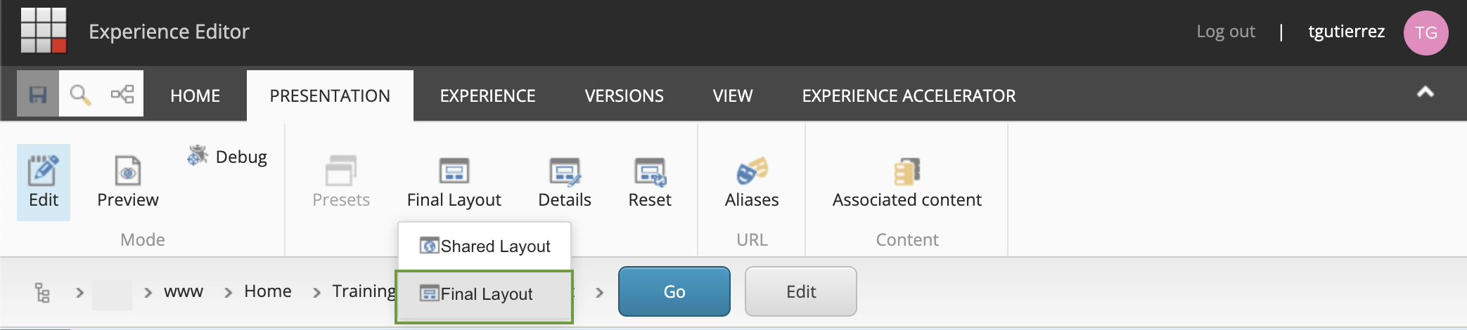 Sitecore Content Editor Final Layout